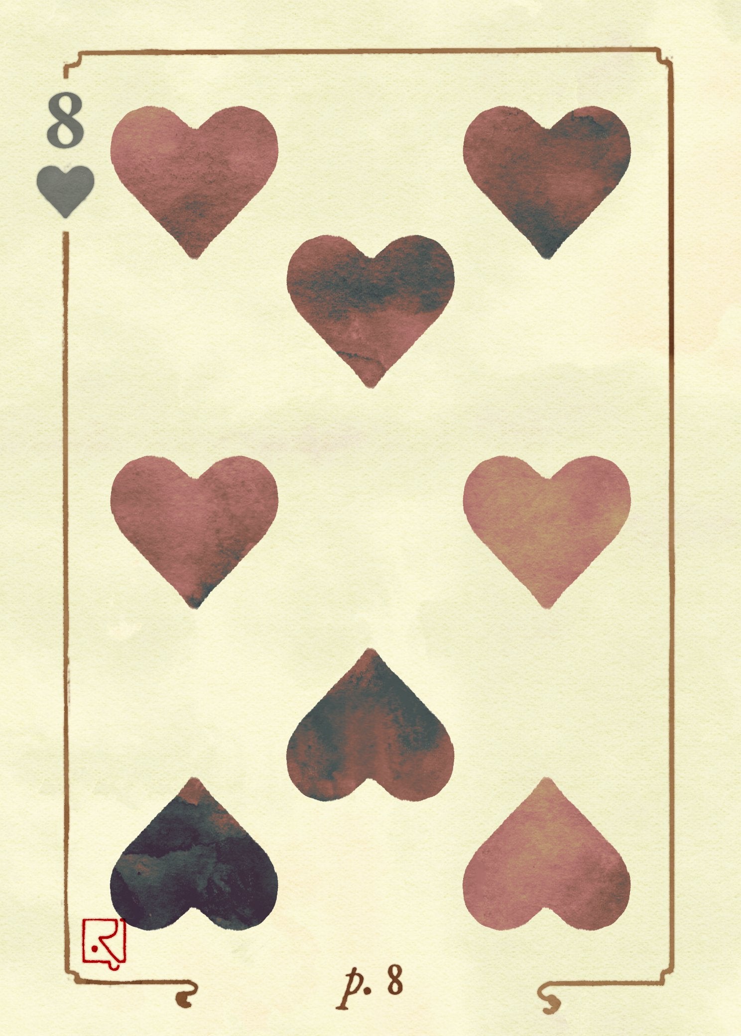 Ace of Clubs, the first card of the Deck, a single watercolour club pip set on cream paper.